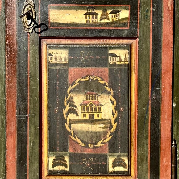 Armoire Polychrome Art Populaire Datée 1827 – Image 3
