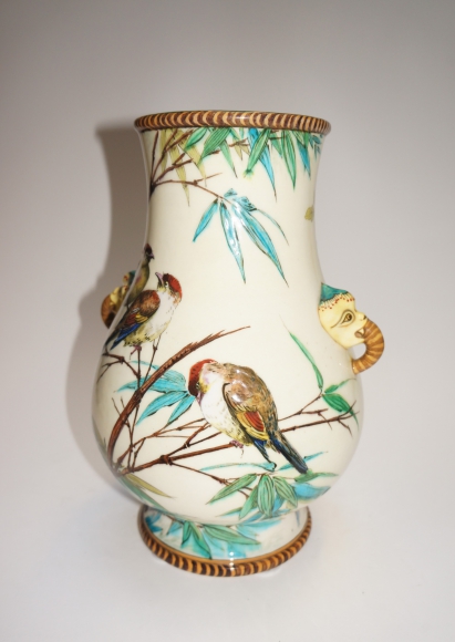 VASE DECOR FLEURS ET OISEAUX SIGNE DECK – Image 2