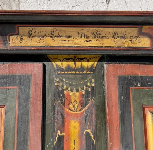 Armoire Polychrome Art Populaire Datée 1827 – Image 6