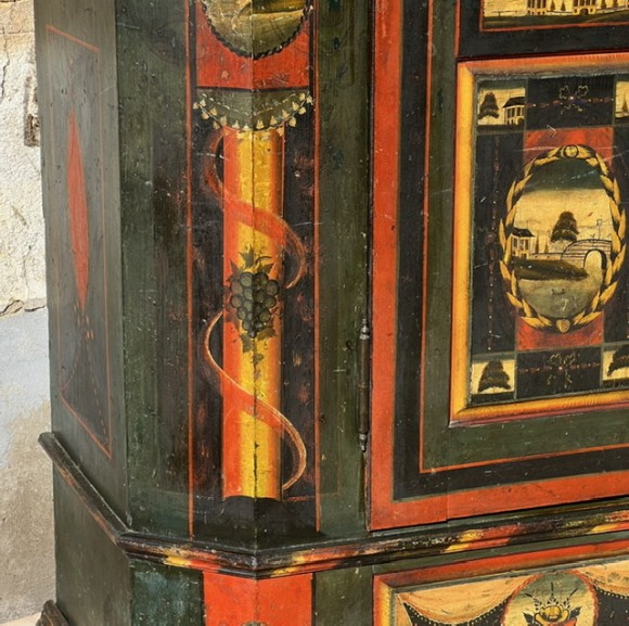 Armoire Polychrome Art Populaire Datée 1827 – Image 9