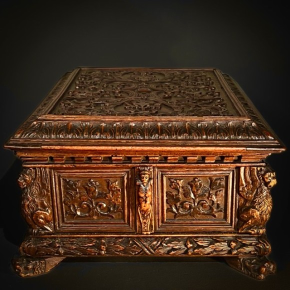 Coffret De Courtoisie Ou De Mariage Noyer Sculpté – Image 3