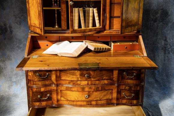 Cabinet Scriban marqueté noyer – Image 3