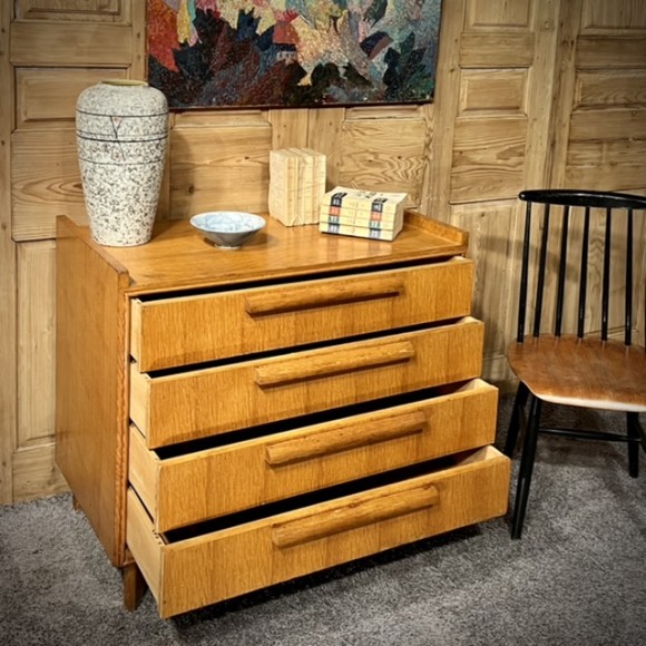 Commode Vintage 4 tiroirs chène naturel – Image 2