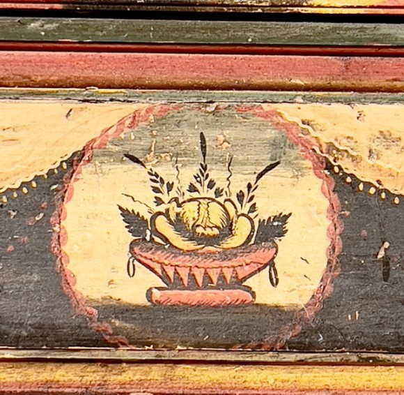 Armoire Polychrome Art Populaire Datée 1827 – Image 7