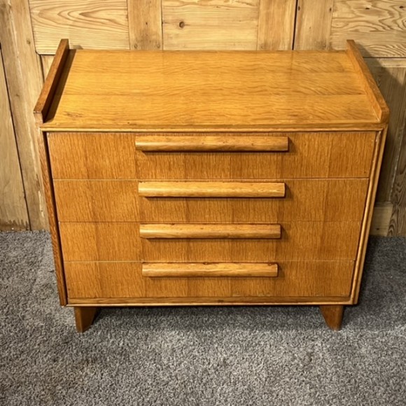 Commode Vintage 4 tiroirs chène naturel – Image 3