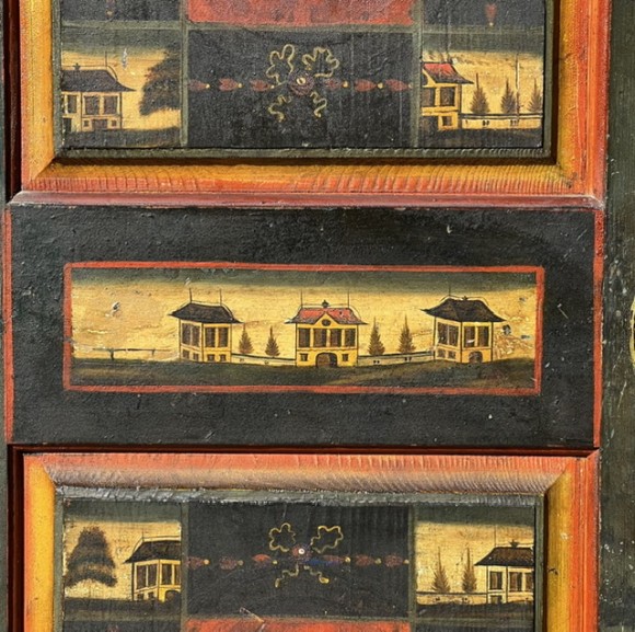 Armoire Polychrome Art Populaire Datée 1827 – Image 5