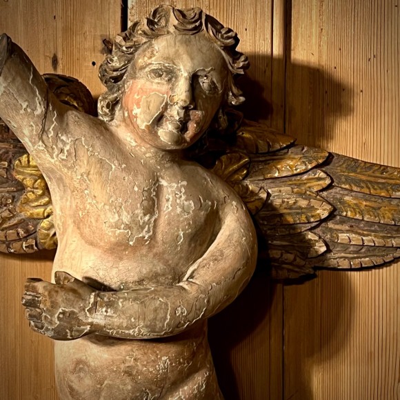 Paire de puttis bois sculpté XVIII ème – Image 2