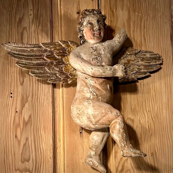 Paire de puttis bois sculpté XVIII ème – Image 3