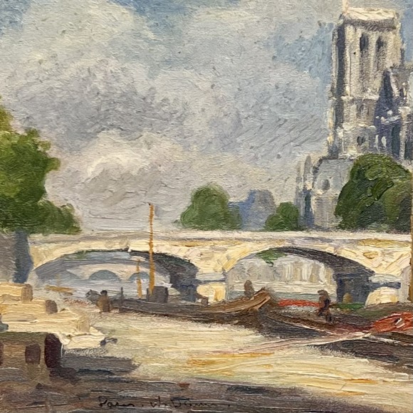 Péniches sur la Seine devant Notre Dame par Charle – Image 2