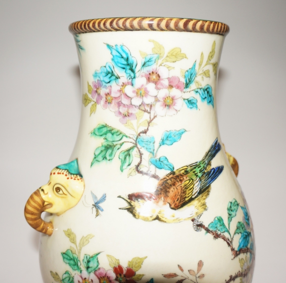 VASE DECOR FLEURS ET OISEAUX SIGNE DECK – Image 3