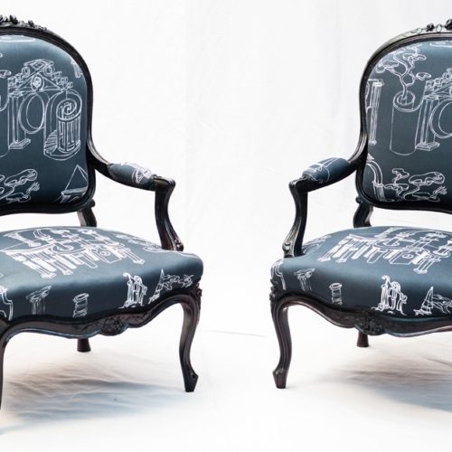 Paire De Fauteuils Laqués Noir Epoque Napoléon III