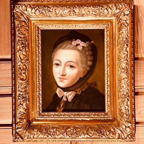 Jeune Fille Au Foulard Huile Sur Toile XIX ème