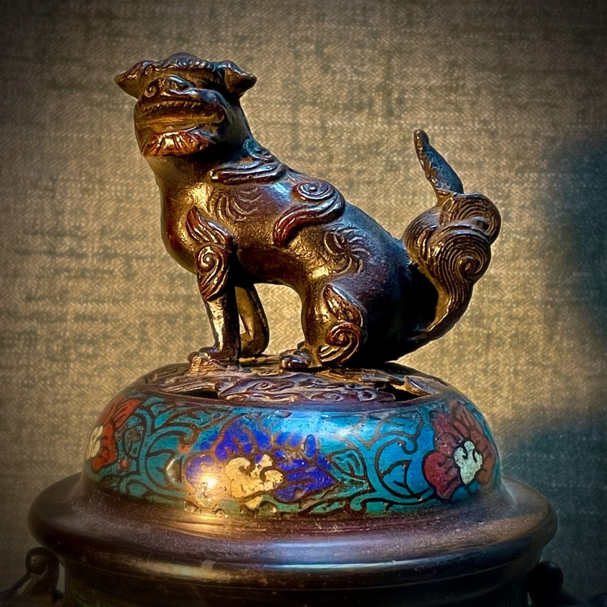 Pot Couvert Bronze Et émaux Cloisonnés Chine XIX ème – Image 2