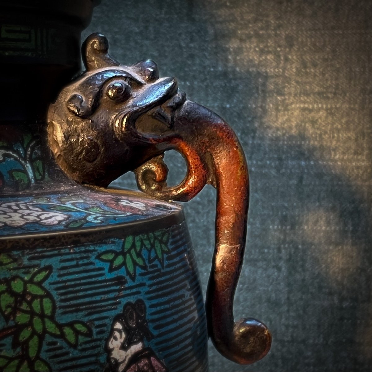 Pot Couvert Bronze Et émaux Cloisonnés Chine XIX ème – Image 4