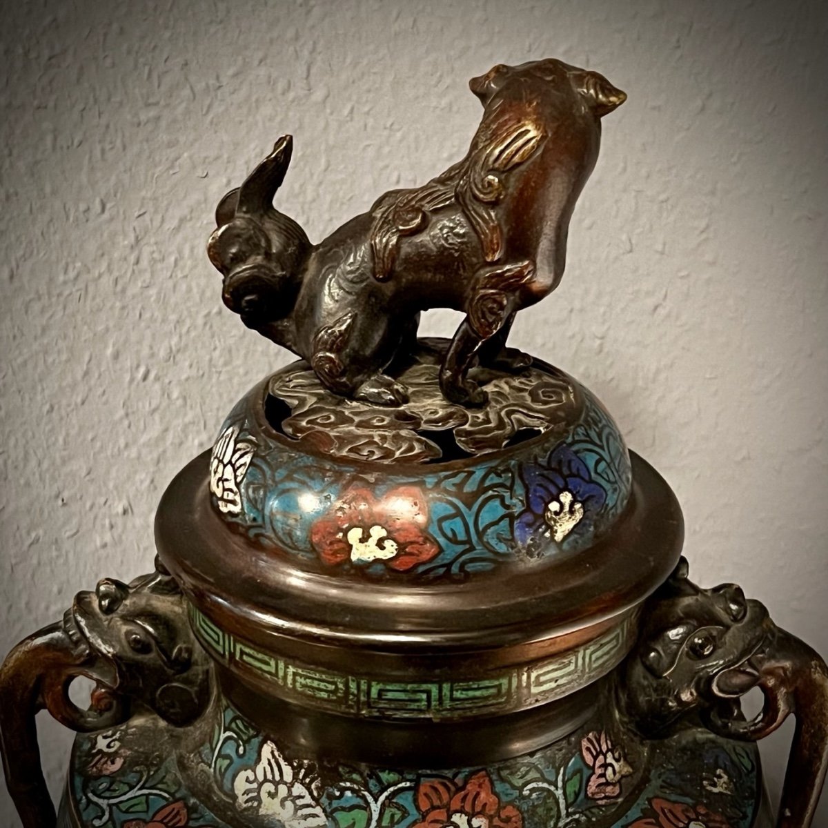 Pot Couvert Bronze Et émaux Cloisonnés Chine XIX ème – Image 6