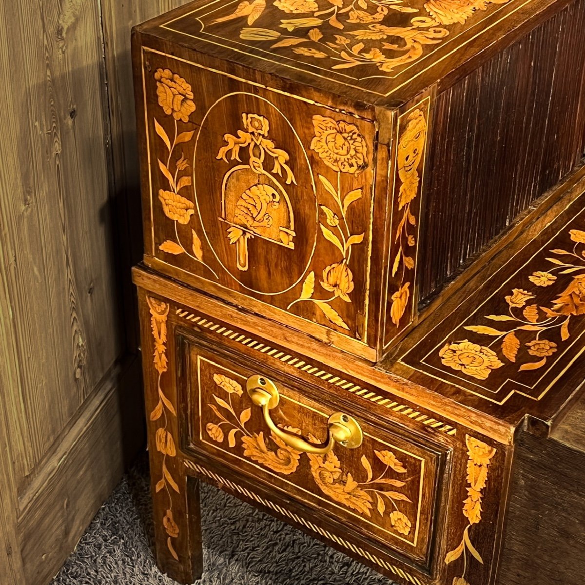 Table Bout De Canapé - Escalier De Bibliothèque - Marqueterie De Fleurs – Image 9