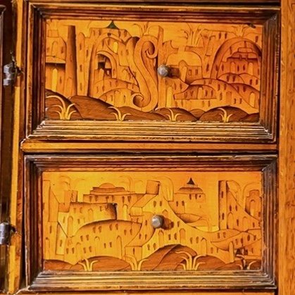 Cabinet XVII ème Décor Marqueté Fleurs, Oiseaux, Musique Et Architectures. – Image 5