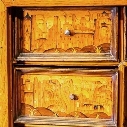 Cabinet XVII ème Décor Marqueté Fleurs, Oiseaux, Musique Et Architectures. – Image 6