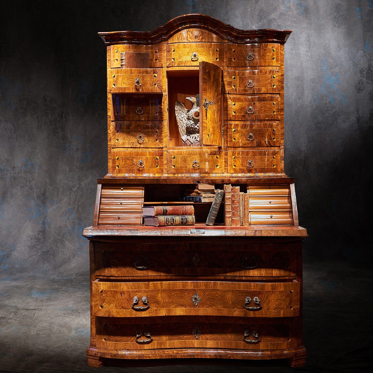Cabinet Scriban Marqueté De Noyer XVIII ème Siècle – Image 6