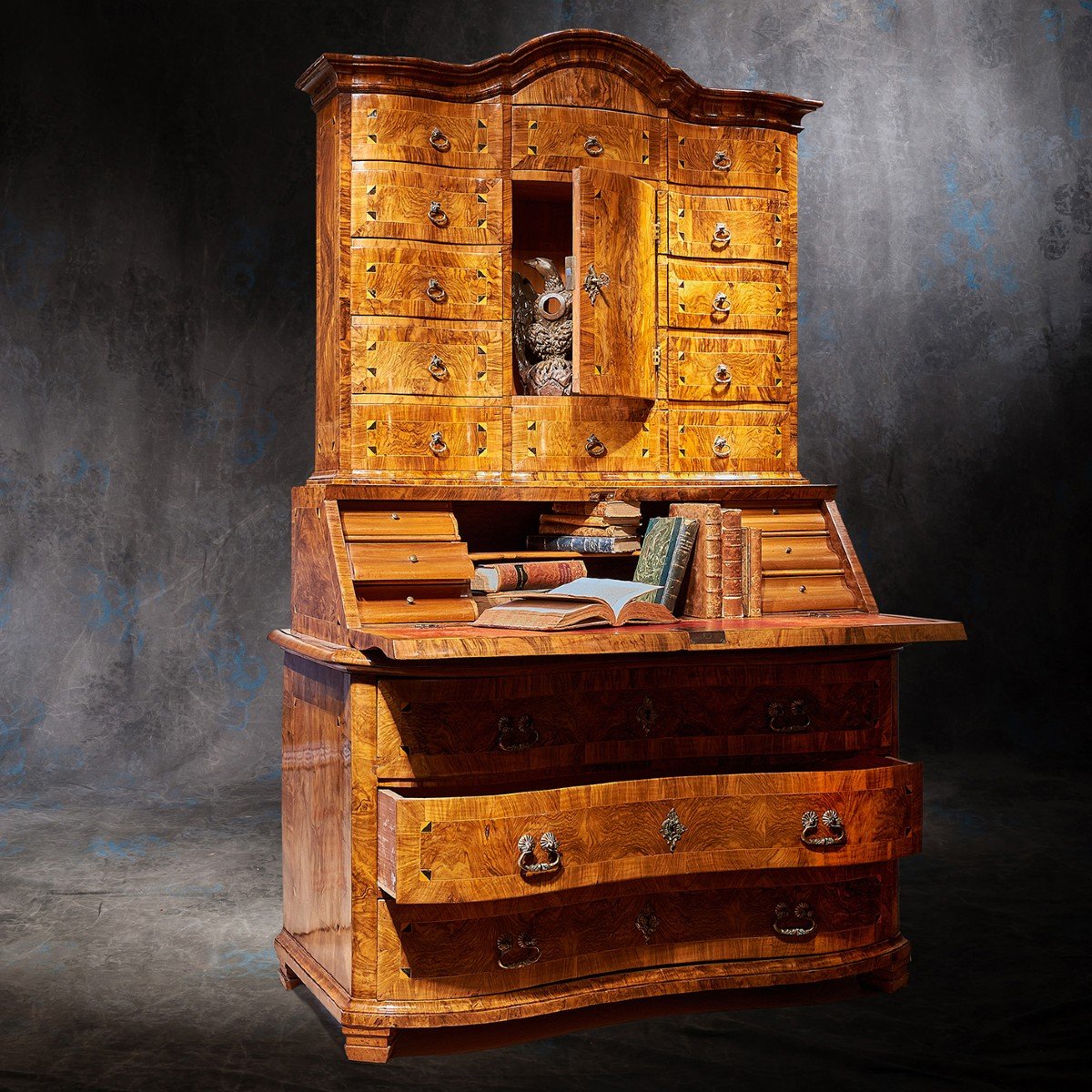 Cabinet Scriban Marqueté De Noyer XVIII ème Siècle – Image 10