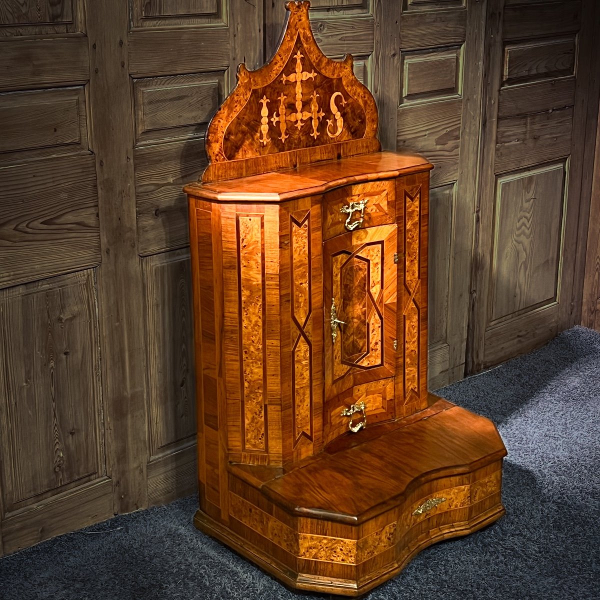 Oratoire Marqueté Noyer Vienne 18 ème – Image 4