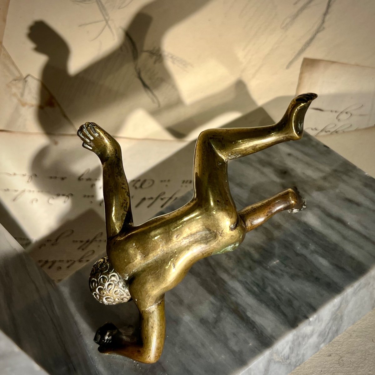 Presse-Livres Serre-livres Pancratiastes Lutteurs Bronze Et Marbre – Image 8