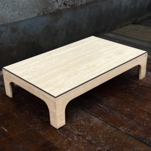 Table Basse Travertin 1970 Signée Willy Rizzo
