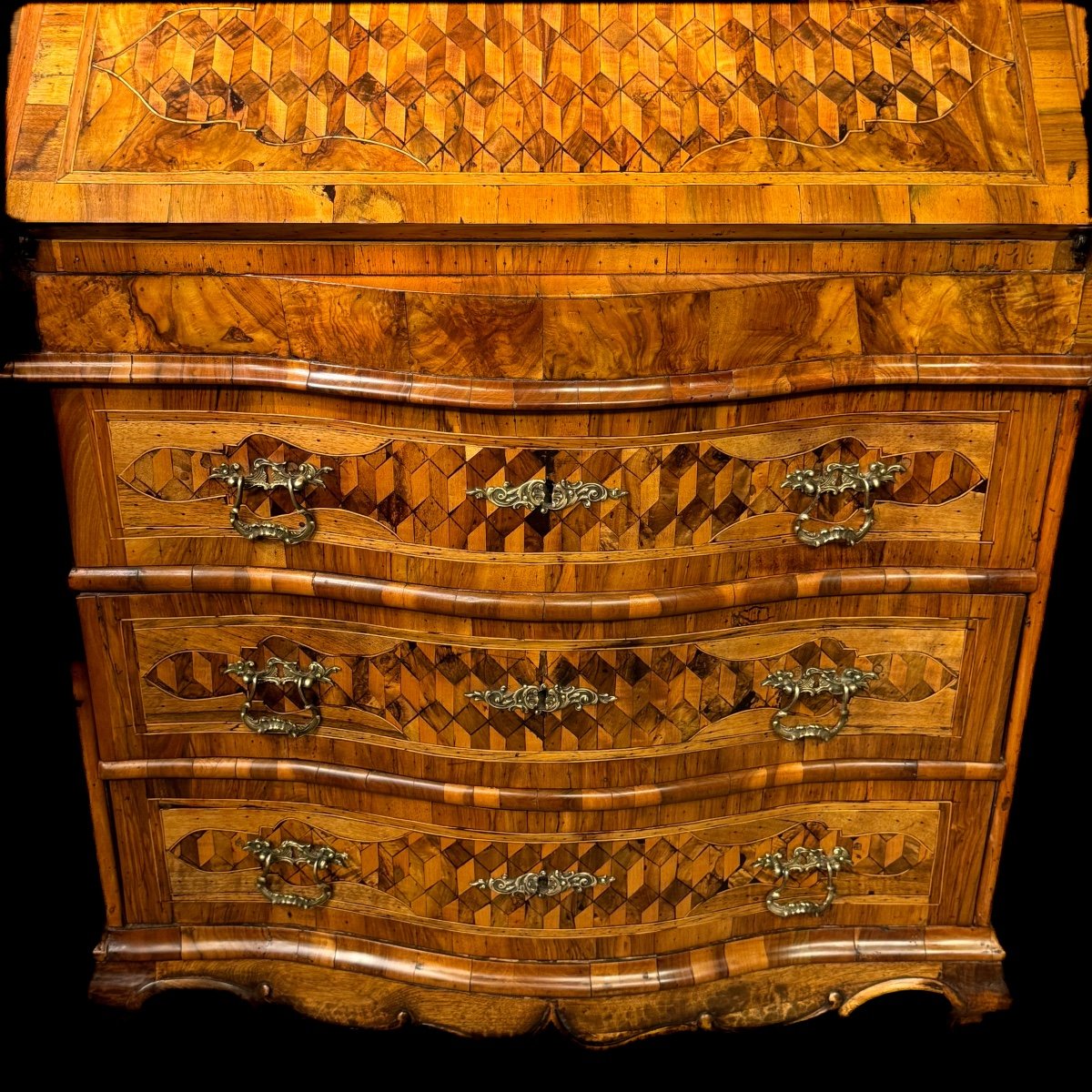 Scriban Italie 18 ème Marqueté Noyer Et Miroir De Venise – Image 11