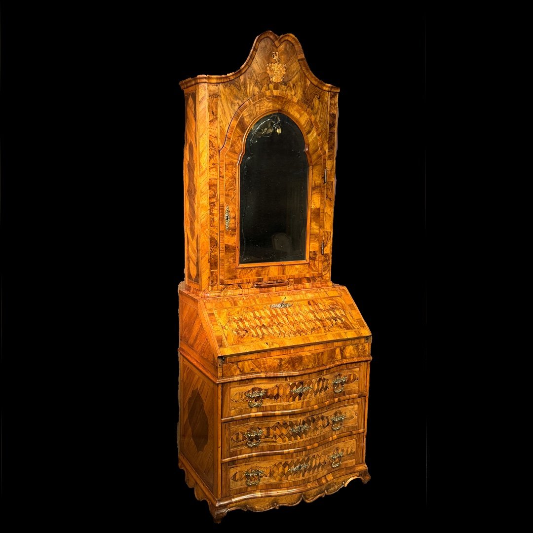 Scriban Italie 18 ème Marqueté Noyer Et Miroir De Venise – Image 12