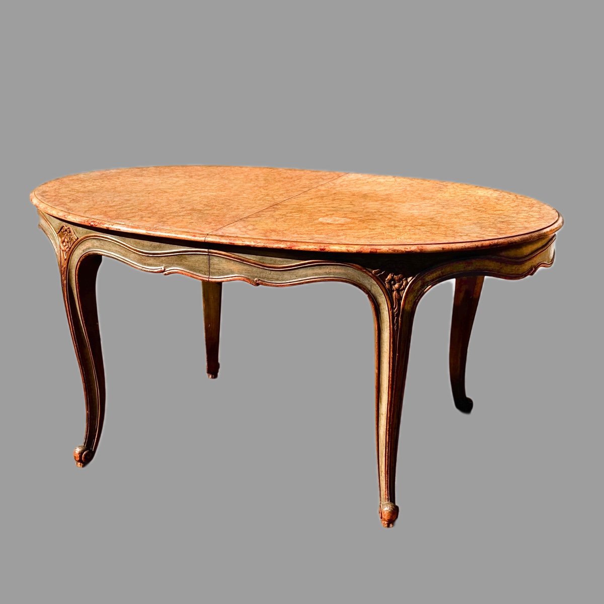 Table Piètement Laqué Plateau Décor Marbre Trompe L’œil – Image 2