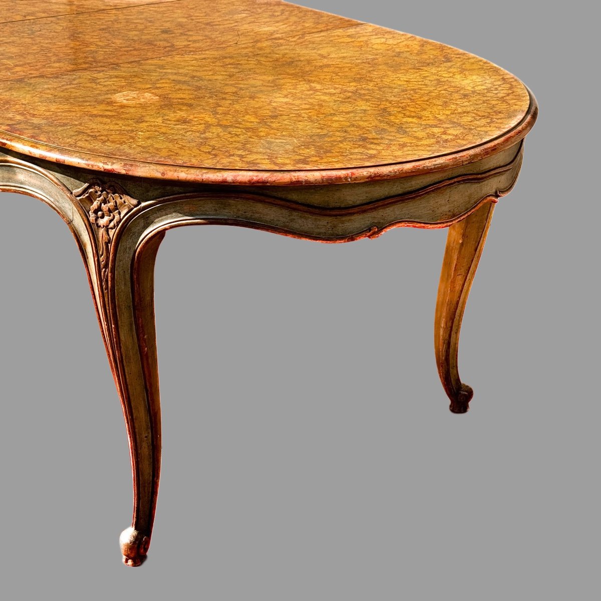 Table Piètement Laqué Plateau Décor Marbre Trompe L’œil – Image 4