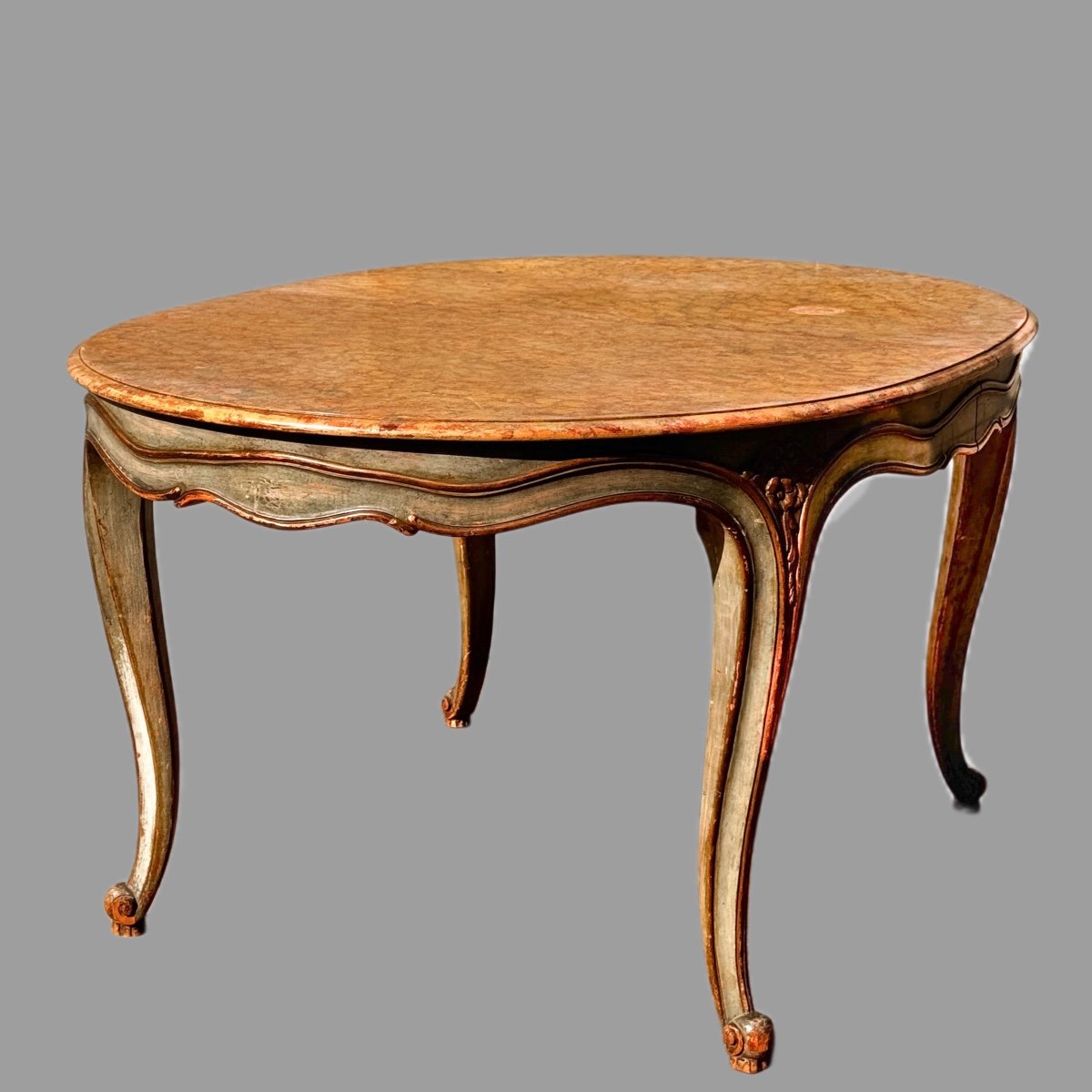 Table Piètement Laqué Plateau Décor Marbre Trompe L’œil – Image 6