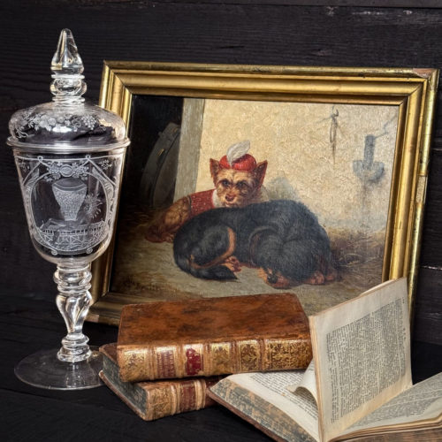 Pokal En Verre Gravé, Thème Du Vin, Bohème Ou Allemagne 18 ème Siècle .
