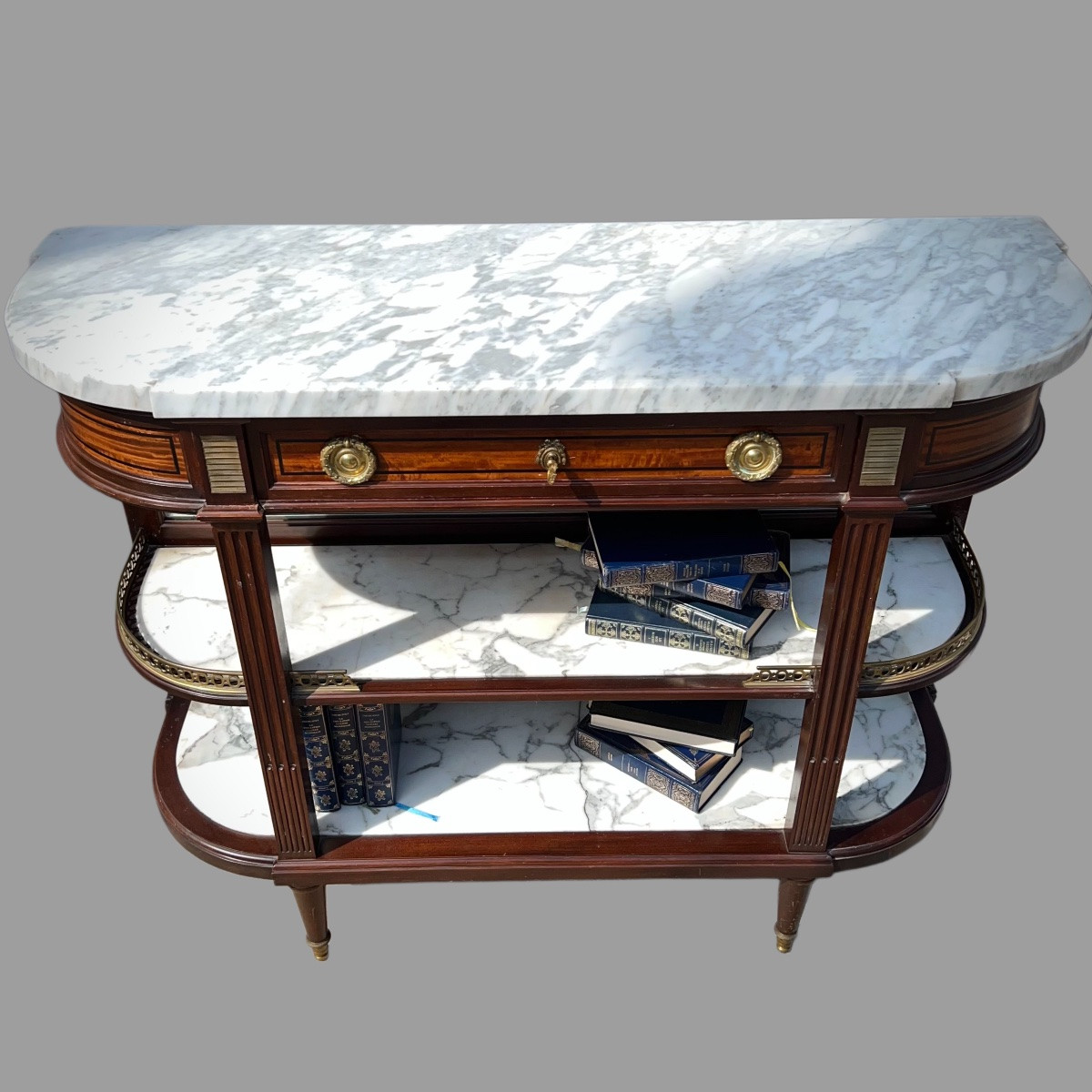Console Acajou Dessus Marbre Fond Miroir – Image 2