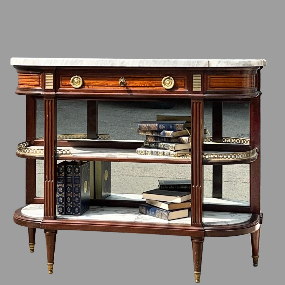 Console Acajou Dessus Marbre Fond Miroir – Image 4