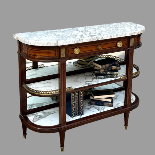 Console Acajou Dessus Marbre Fond Miroir
