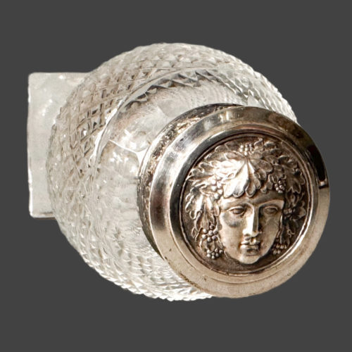 Flacon Bouchon Argent Tête De Dyonisos Thème De La Vigne.