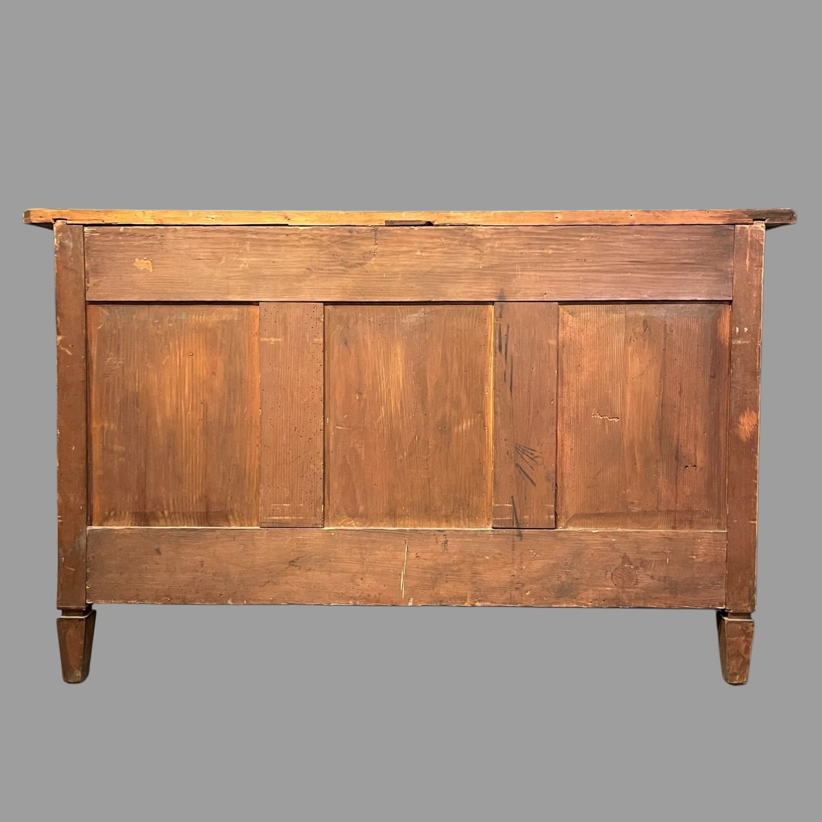 Commode Louis XVI époque XVIIIème marquetée, noyer et fruitiers Région Alsace, dessus bois – Image 9
