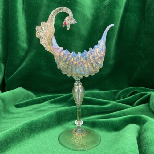Calice en verre de Murano forme cygne des ateliers SALVIATI de Venise époque 19ème