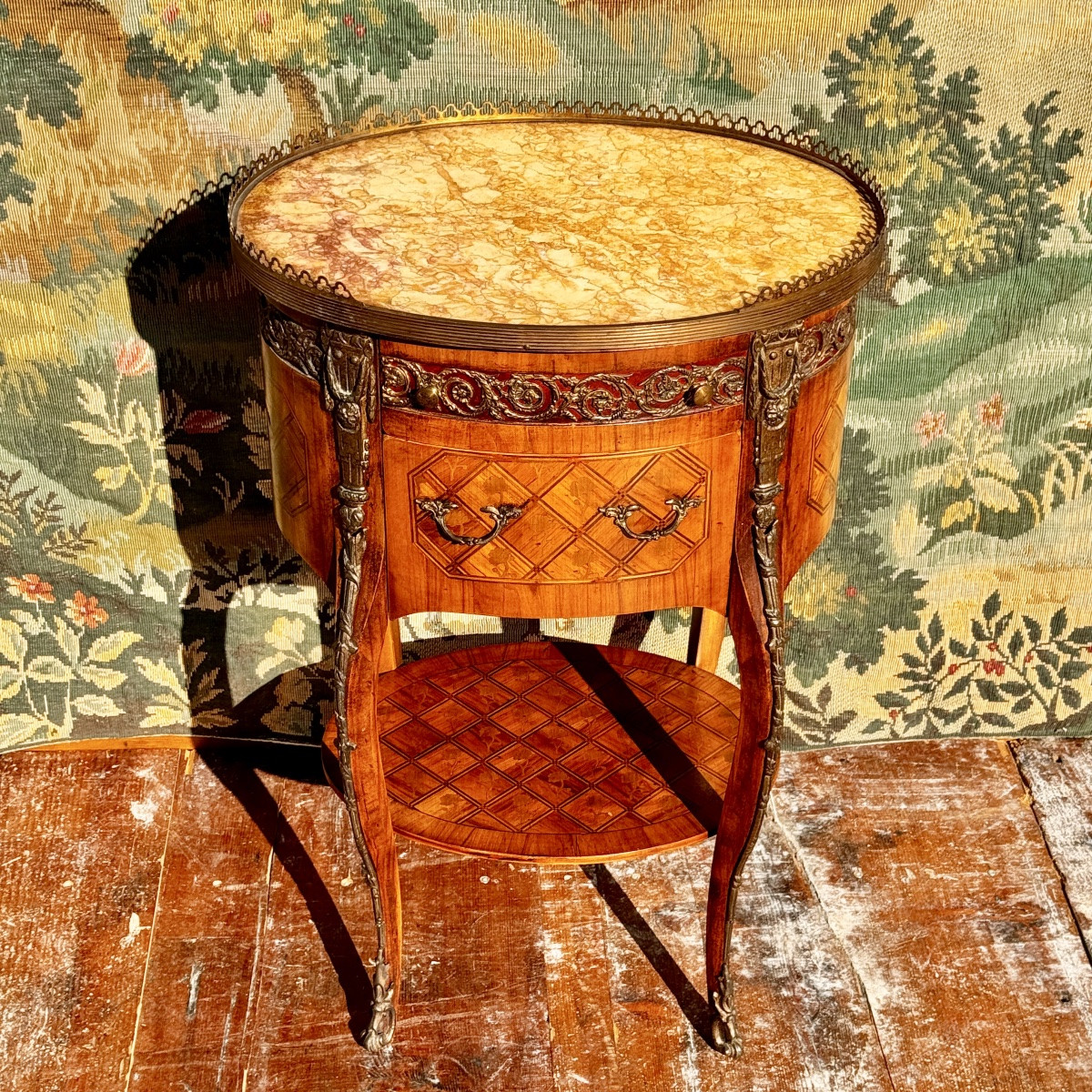 Guéridon Table de salon Chevet marqueté – Image 3