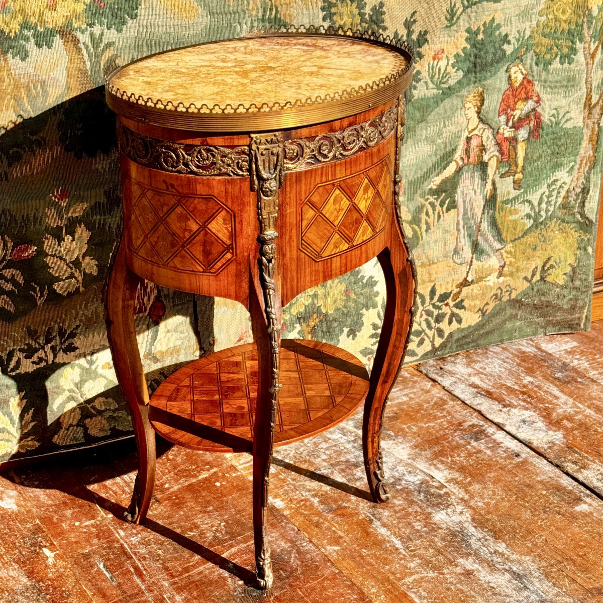 Guéridon Table de salon Chevet marqueté – Image 9
