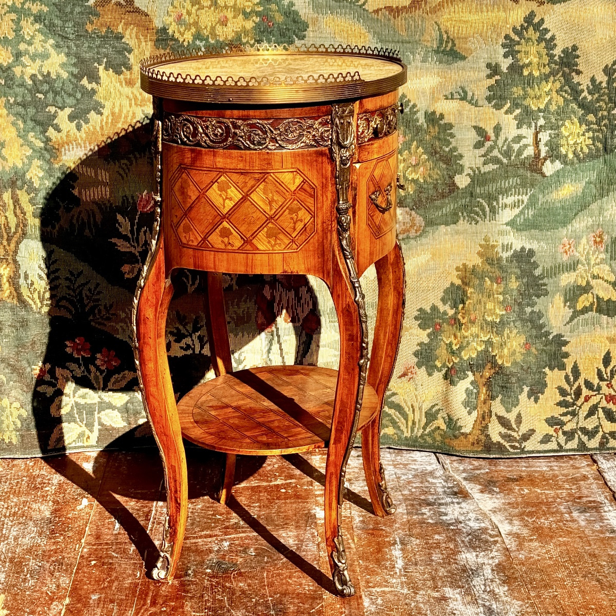Guéridon Table de salon Chevet marqueté – Image 7