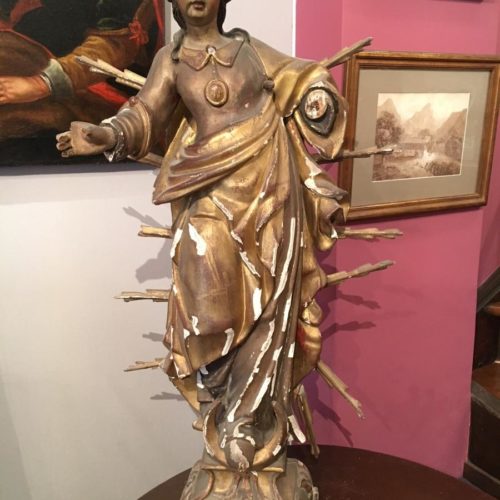 Grande Vierge XVIIIème En Bois Sculpté