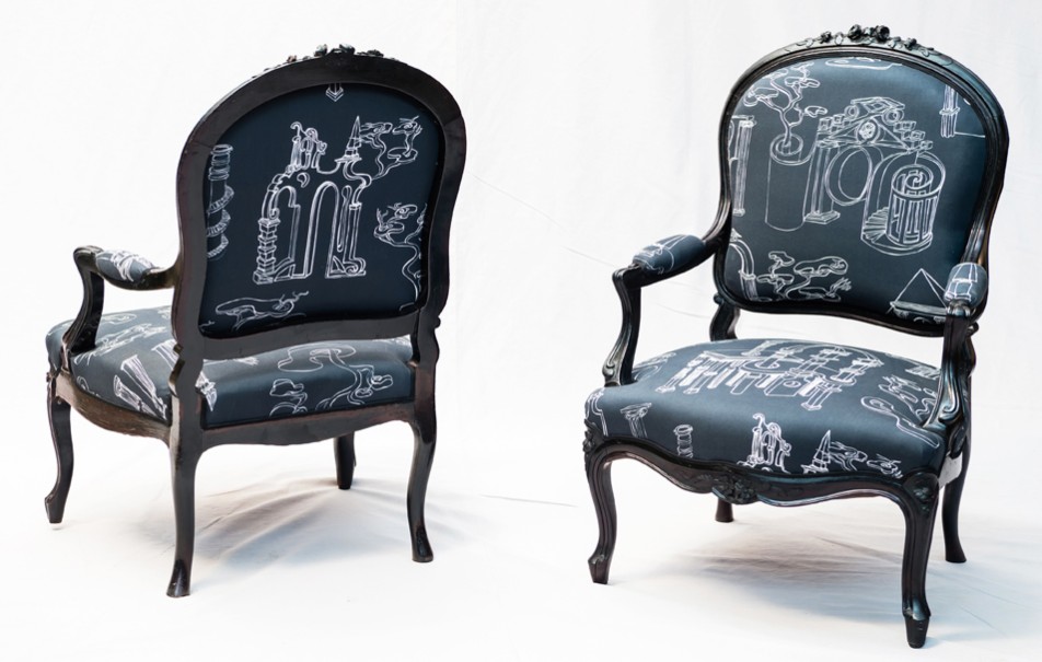 Paire De Fauteuils Laqués Noir Epoque Napoléon III – Image 4