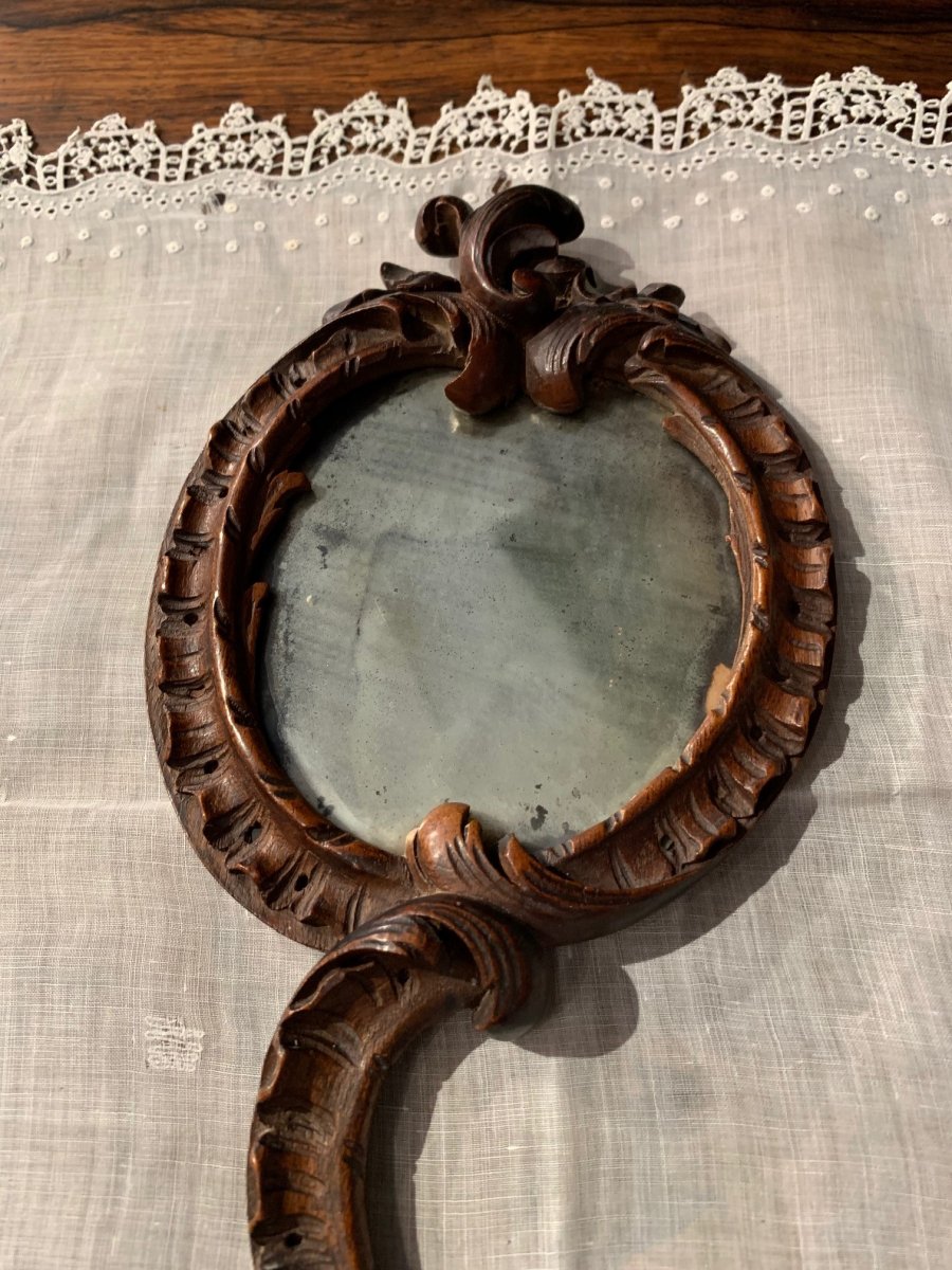 Très rare petit miroir de dame Régence, 18ème. – Image 2
