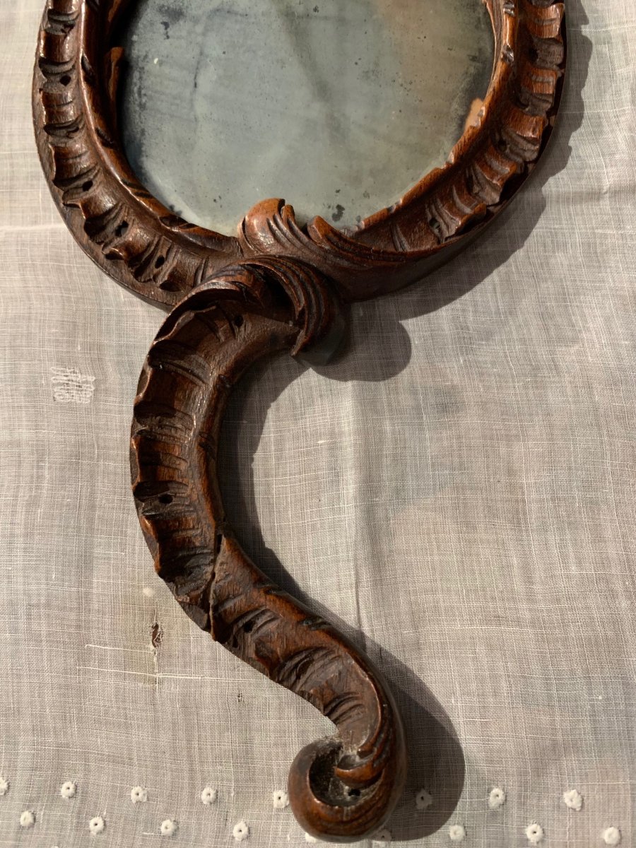 Très rare petit miroir de dame Régence, 18ème. – Image 4