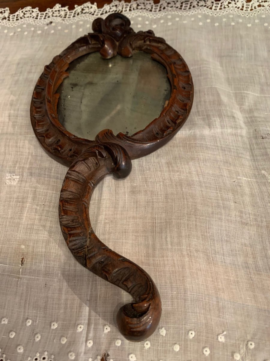 Très rare petit miroir de dame Régence, 18ème. – Image 5