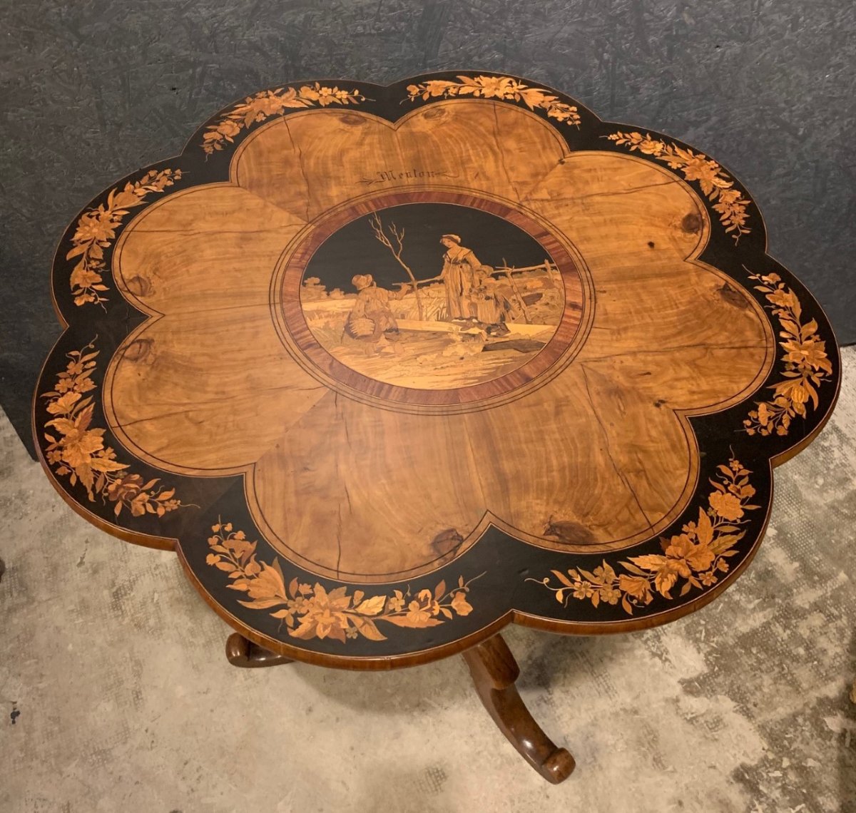 Table Marquetée, scène à Menton Travail De Sorrente – Image 4